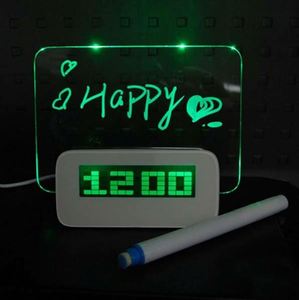Sáng nhắc nhở ánh sáng màu xanh Led huỳnh quang Scribble viết tin nhắn Memo Board kỹ thuật số Đồng hồ báo thức với 4 cổng USB - Product Image 4