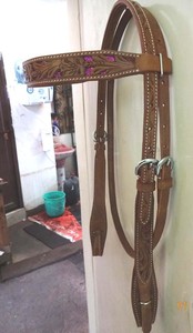 Accessoires d'équitation Rider's Trust, logo personnalisé, marron clair, équipement pour chevaux, qualité supérieure, fabrication artisanale, bride western en cuir de vache, taille S. - Product Image 2