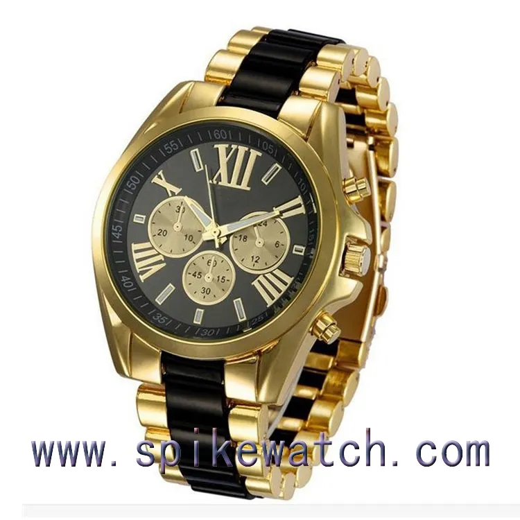 Top Sales Competitive Price Newest Geneva Watch Gold Case Unisex Dress Wrist Watch