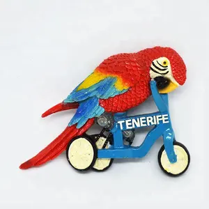 Handmade Tenerife Parrot Spain Tourist Souvenir 3D Polyresin Fridge Magnet