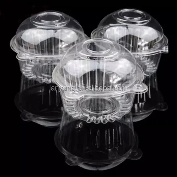 卸売透明プラスチックシングルカップケーキケーキケースマフィンポッドドームホルダーボックス