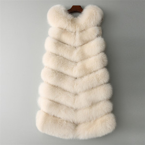 2021 Custom Fur Vest <strong>Long</strong> Warm Faux Fox Fur <strong>Gilet</strong> <strong>Women</strong> Gray Fur Waistcoat Sleeveless Coat - Product Image 5
