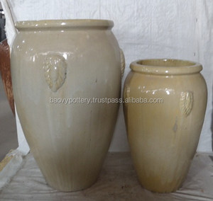 New Model Tall Ivory Glazed Outdoor <b>Ceramic</b> <b>Pot</b> for Home and Garden - Product Image 1