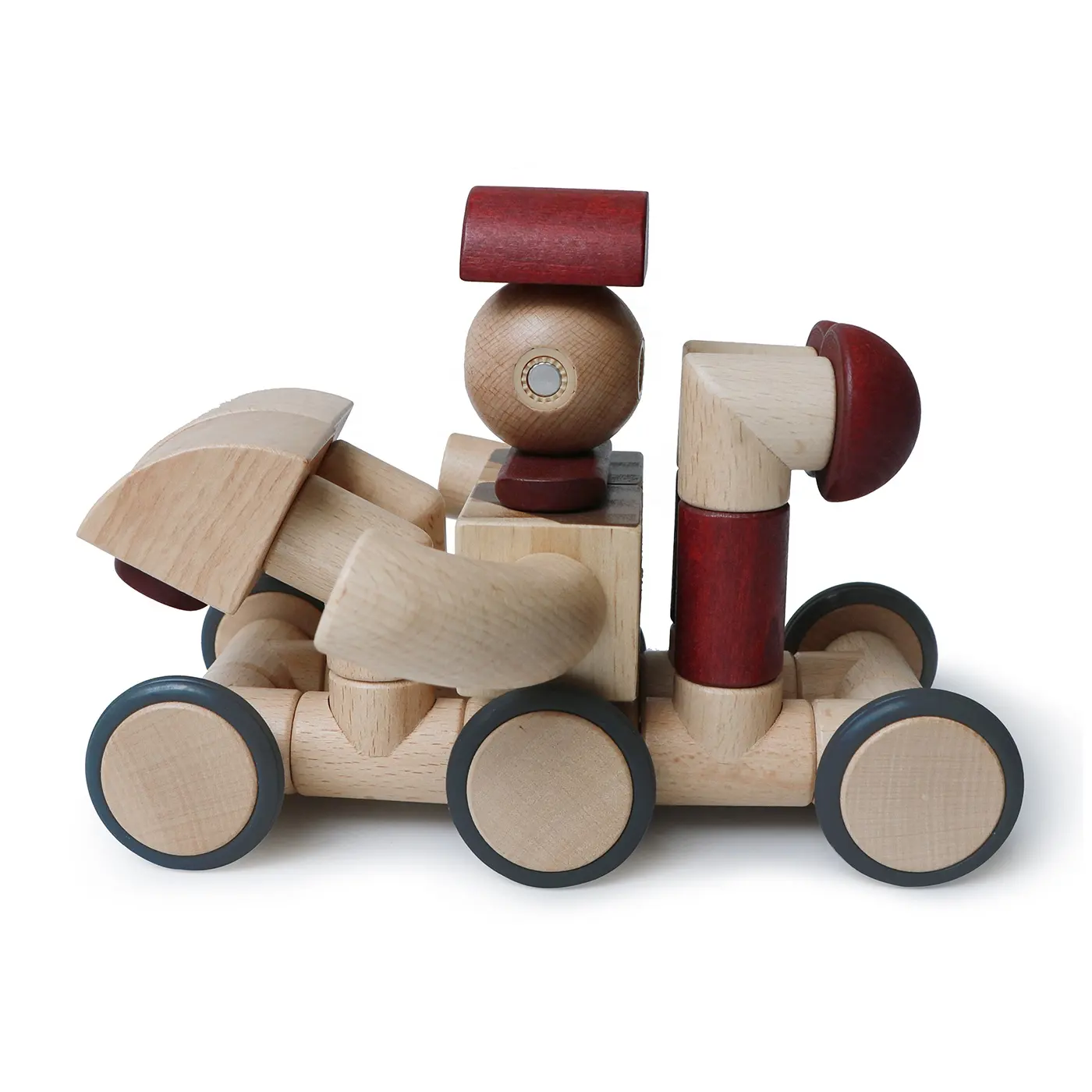 Nieuwe Ontwerp Intelligentie Diy Bouw Speelgoed Voertuigen Robot Trein Kit Houten Magnetische Blok Speelgoed Voor Kinderen