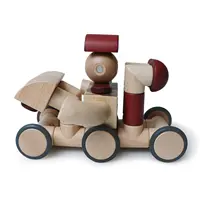 Bloques magnéticos de madera para niños, juguetes de construcción, vehículos, Robot, tren, Kit