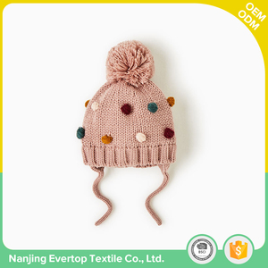 Bébé filles mignon personnalisé drôle d'hiver enfant pom pom knit beanie chapeaux - Product Image 1