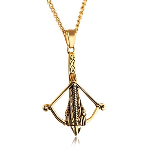 Sieraden Vintage Stijl Antiek Goud/Zwart/Zilver Roestvrij Staal Sieraden Hiphop Pijl En Boog Hanger Mannen Ketting