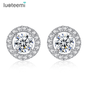 Czcity Klassieke Echt 925 Sterling Zilveren Stud Oorbellen Vrouwen Vintage Schijf Tiny Cz Vrouwen Oorbellen