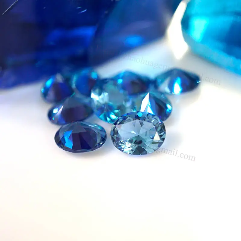 NanoSital #1782 Swiss Blue รูปวงรีตัดอัญมณีสังเคราะห์ Nano อัญมณีสีฟ้า