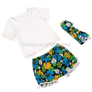 Bebé de la manera del diseño del algodón del pom pom ropa corta tienda de ropa de las muchachas que niño - Product Image 5