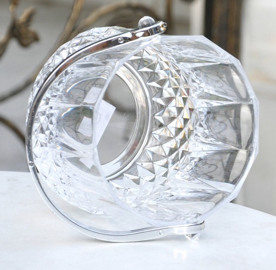 Wholesale Haonai glassware bucket,glass ice bucket with handle