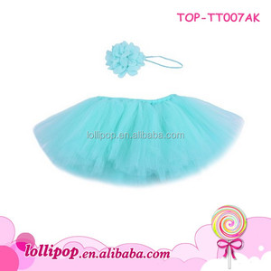 Disfraces de danza del vientre para niñas, tutú hecho a mano de color sólido elástico de china, vestido de fiesta con diadema, superventas - Product Image 2