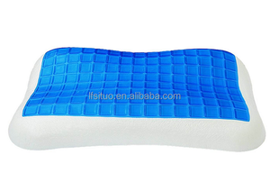 Oreiller rafraîchissant en mousse à mémoire de forme, coussin de couchage fraîche pour l'été, en forme ondulée, couleur bleue - Product Image 4