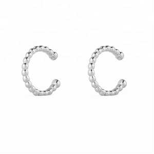 Wholesale Minimalist Bead Hoop 925 Sterling <strong>Silver</strong> Gold Plated Handmade <strong>Ear</strong> <strong>Cuff</strong> Earrings - Product Image 4