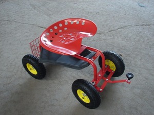 Garden Type <strong>Stool</strong> <strong>on</strong> <strong>Wheels</strong> Seat Cart Tractor Scoot with Bucket Basket - Product Image 2