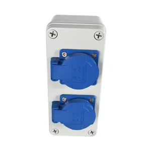 IP67 OEM Kotak Distribusi Soket Listrik Soket EU, 2 Lubang Dipasang Di Dinding, Kotak Distribusi Tahan Air