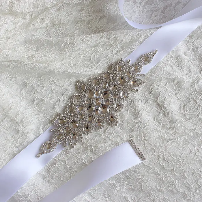 2017 Nuevo brillante cuentas cristales blanco cinturón nupcial para vestidos de boda cinturón de diamantes de imitación accesorios de la boda