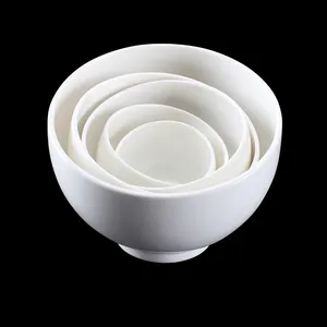 Fijne Bone China Kom Aangepaste Sharp Noodle Rijst Slakom Voor Hotel Restaurant Porselein Keramiek Servies Kom