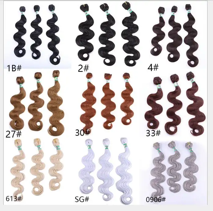 DEKEY Hair Synthetic Fiber Hair Ombre Color Body Wave Natural color can customized Dropshipping 16 18 20inch bundles 70g/pc