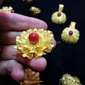 Jingzhanyi fábrica de joyas Procesamiento de joyas de filigrana de plata, procesamiento de joyas de seda dorada, joyería de alambre trenzado de Metal