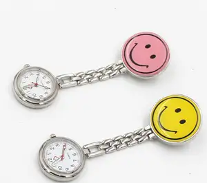 Wholesale Mix 10colors Smile Face Nurse Fob Watch Brooches Quartz Nurse Watch