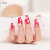 Autocollants pour ongles en gel 2D non toxiques, couvrants, avec motifs en forme de cœur, style français, nouveaux designs de Noël, paillettes, vernis à ongles