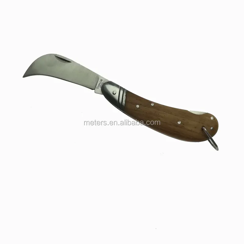 Xyj couteau d'électricien manche en bois, couleur utilitaire, 165mm