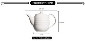 8,25 pulgadas 750ml círculo patrón blanco té de porcelana para restaurante - Product Image 6