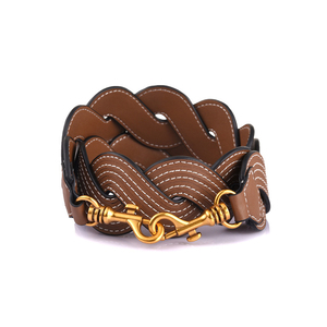 Sac à main en cuir synthétique, torsadé ondulé, noir, en brun, pour femmes - Product Image 2