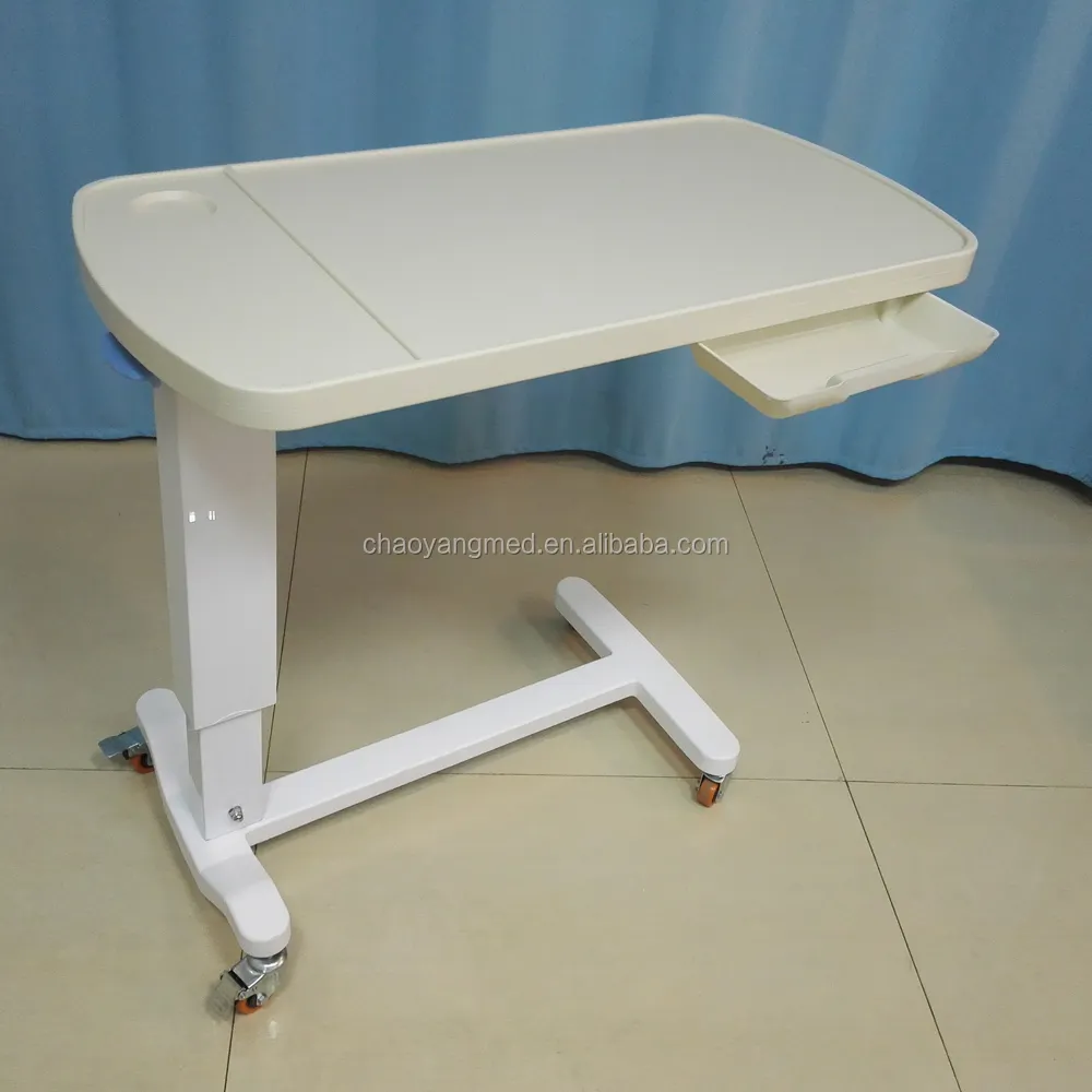 Mesita de noche de hospital de plástico ABS, escritorio sobre mesa de comedor de cama con cajón,