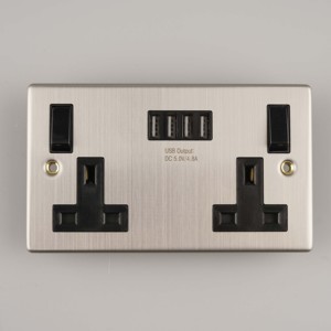 WK-enchufe de pared de 2 entradas, estándar británico, 13A, con puerto 4USB - Product Image 2