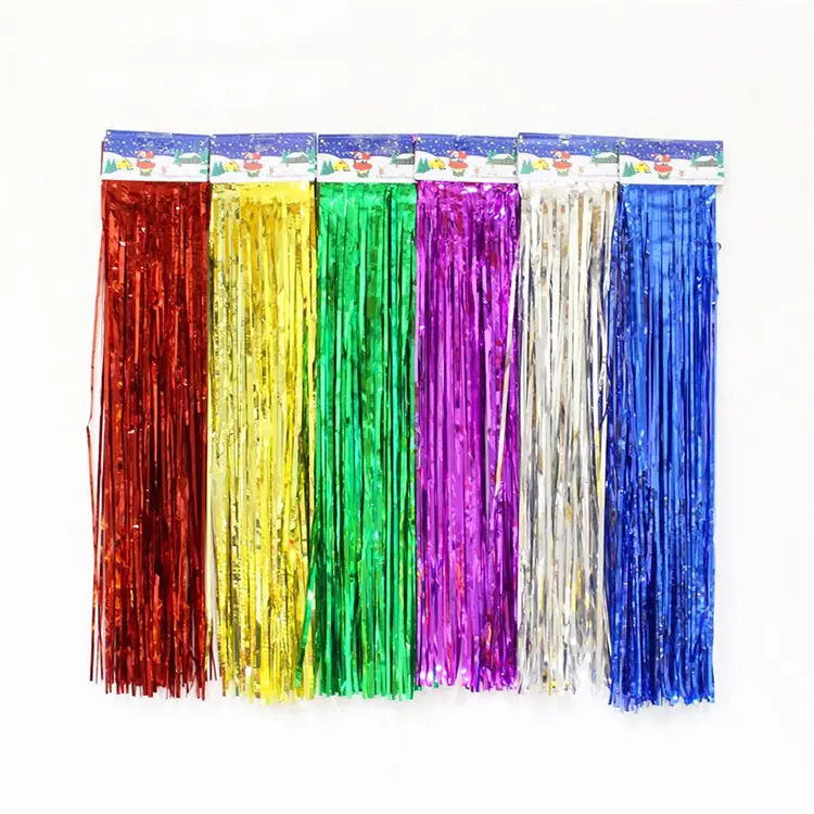 1m x 2m Gold Tinsel String Foil Fringe Curtain Shiny Shimmer Party Wedding Birthday Door Decoration Metallic Fringe Curtain