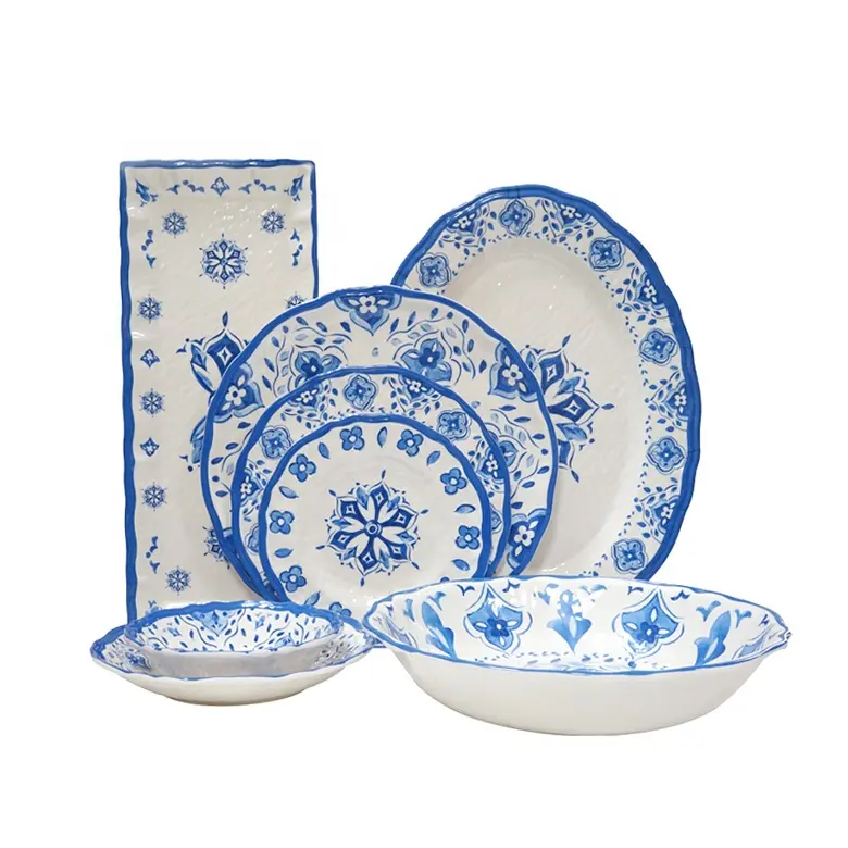 New product ideas elegant design plastic cheap wholesale OEM fine china colorful melamine unbreakable dinnerware china set