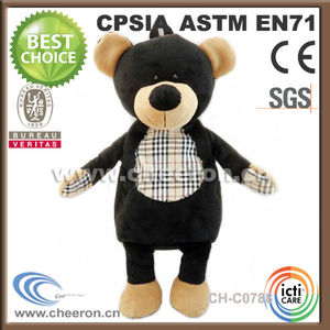 de color negro del oso de <span class=keywords><strong>peluche</strong></span> de felpa mochila con precio barato - Product Image 1