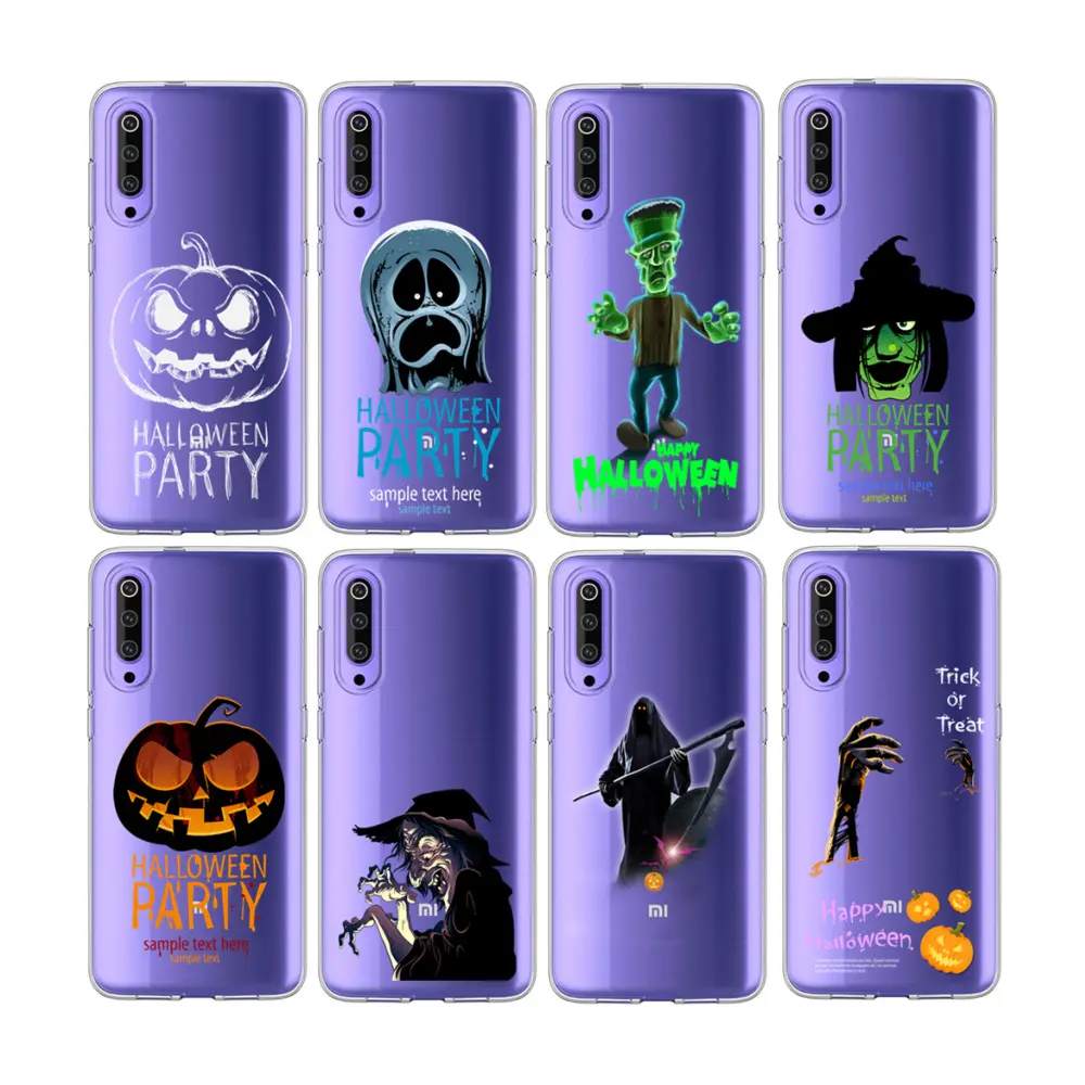 Halloween party pumpkin designs Clear TPU Mobile Phone Case For xiaomi 9 cc9 rpo