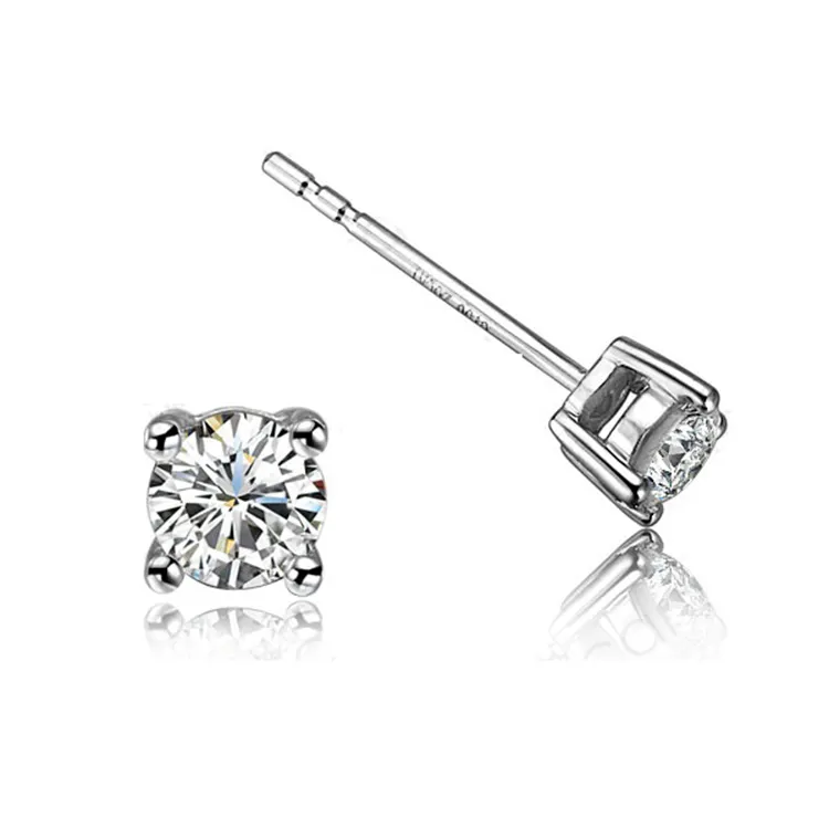 3-6mm prong setting zircon silver jewelry single stone designs diamond earring stud