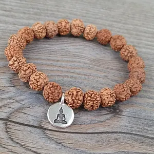 SN0849 Mala Yoga Men OM Charm Budhha Charm Rudraksha Buddha Bracelet Meditation Goddess Jewelry