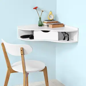 White Concrete Corner Study Desk Wand-Tischdreieck-Schreibtisch mit Schubladen-Familien schreibtisch