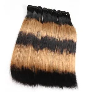 3 Tone Color Ombre Mixed Extensions Velvet Blonde Bright Human Colored Brazilian Hair Weave