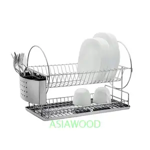 Wood Dish Rack With Utensil Holder Drainer Brand New