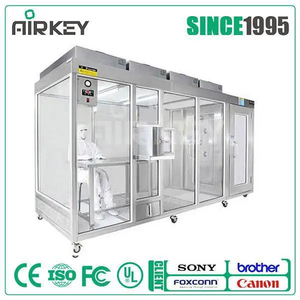 Airkey गर्म बिक्री प्रयोगशाला मॉड्यूलर साफ बूथ, कक्षा 100 नरम दीवार इस्तेमाल किया साफ कमरे के लिए बिक्री