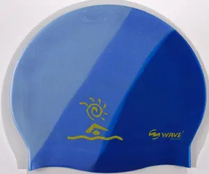 أفضل بيع اللاتكس سلس قبة شخصية الأزرق الطباعة قبعة السباحة