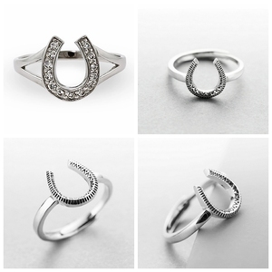 Bagues en argent sterling 925 uniques de style designer personnalisé en forme de <span class=keywords><strong>fer</strong></span> <span class=keywords><strong>à</strong></span> <span class=keywords><strong>cheval</strong></span> porte-bonheur pour femmes, bijoux tendance pour les fêtes - Product Image 5