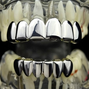 Calandre en acier inoxydable, bijoux Hip Hop, grille argentée ou dorée - Product Image 5