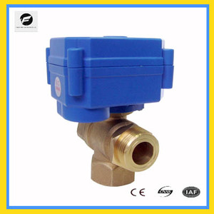 CWX-25S latón 3/4 "DN20 DC24V CR04 BSP un macho y dos rosca hembra tipo vertical T flujo 3way eléctrico válvula de bola - Product Image 2