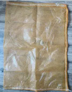 美国黄色 L 缝纫 pp leno 网袋与 pe 衬里缝合在顶部和底部 27.5 “x 40 "为花生