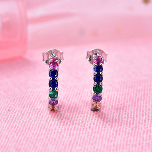 POLIVA Women's 925 Sterling <strong>Silver</strong> <strong>Hoop</strong> <strong>Earrings</strong> Wholesome Fashion with Rhodium Plating Zircon Stone for Wedding Party Gifts - Product Image 6