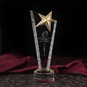 Premio logo personalizzato pentagramma in metallo trofeo in cristallo lucido vuoto