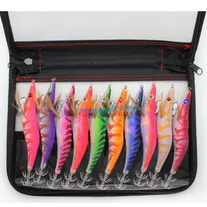 Squid lure jigs 3.5# Luminous Tail Squid Jig Hard Fishing Lure Saltwater Bass Jig Hooks Shrimp