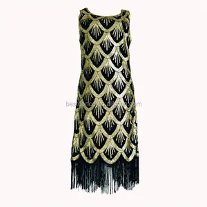 <span class=keywords><strong>Robe</strong></span> à rabat à franges avec perles et paillettes, 1920, décor artistique de bestdanse, vintage, Costume Gatsby, sarcelle, perles - Product Image 1